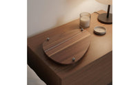 Walnut and Steel Decorative Tray Modern Design Modernist Wood Fruit Tray Home Decor for Living Room, Kitchen Counter