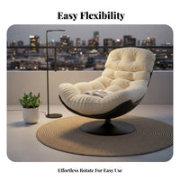 Luxurious Cushioning Upholstered Swivel Lounger Deep Seat Single Sofa Removable and Washable Cushion Lounge Chair Breathable Material for Homebodies, Students, Readers, Living Room, Bedroom, Apartment, Reading Nook