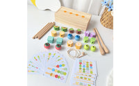 Wooden Threading Beads Fine Motor Skills Fruit Threading Toy  Sequencing Stacking Toy for Preschool
