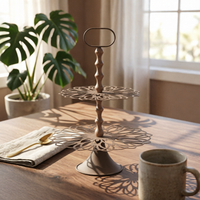 Tiered Tray Stand Metal Tiered Tray Openwork Display Stand Handle for Event Planners