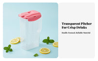 Heat Resistant 1.5L Plastic Cold Water Pitcher Easy to Clean Large Capacity Juice Pitcher with Lid Wide Mouth for Adults, Home, Dining Table
