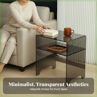 Minimalist Design 2-Tier Occasional Table Transparent Look Two-Tier Waterfall Table Space-Saving Nightstand Versatile Use for Apartment Dwellers, Homeowners, Adults, Bedroom, Living Room, Small Areas, Entryway