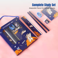 School Essentials Stationery Set, Cartoon Student Gift, Study Supplies, Portable Box, Assorted Colors, Motivational Quotes