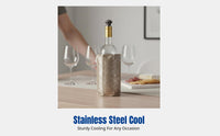 Wine Chiller Bag, Stainless Steel Ice Bucket, Elegant Active Cooling for Champagne, Beer, Multi-Bottle Compatible