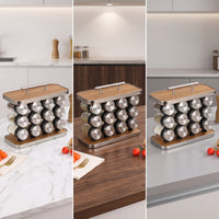 Seasoning Rack with 12 Jars Modern Seasoning Storage Rack with Handle Seasoning Bottle Set Non-Slip Portable for Home Cooks