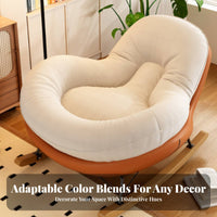 Ergonomic Design Eggshell Rocking Chair Stable and Safe Rocker Luxurious Cushioning Household Furniture Wide Seat for Homeowners, Book Lovers, Living Room, Balcony, Reading Nook, Leisure Area