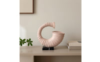 Horn Sculpture Sculptural Sculpture with Marble Base Figurine with Marble Base Ribbed Tabletop Decor Spiral for Homeowners