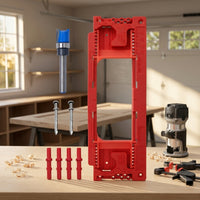 Door Hinge Template with Router Bit Adjustable Door Hinge Router Template Precision for Woodworkers, Hobbyists