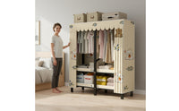 Easy Assembly Textile Storage Wardrobe Heavy Duty Foldable Wardrobe Dustproof Portable Clothes Closet Large Capacity for Renters