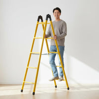 Foldable V-Shaped Frame Folding Ladder No Assembly Required Multi-Purpose Step Ladder Carbon Steel Household Tool for Outdoor