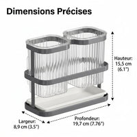 Carbon Steel Kitchen Utensil Holder, Double Compartment Cutlery Drainer, Countertop Storage, Modern Design