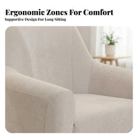 360-Degree Rotation Upholstered Swivel Chair Modern Design Upholstered Swivel Armchair Soft Texture Textile Single Sofa High-Density Foam for Readers, Homeowners, Interior Designers, Living Room, Bedroom, Lounge Area, Reading Nook