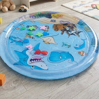 Underwater World Water Play Mat Raised Edge Inflatable Water Mat Round Children's Toy PVC for Babies