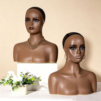 Mannequin Head with Shoulders Shoulder-up Display Head with Shoulders Minimalist Hairpiece Display Stand for Salons, Photo Shoots
