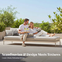 Nordic and design 4 Piece Woven Lounge Set Luxury Design 4-Piece Woven Lounge Group Weather-Resistant Patio Seating Plush paddings for Hotel Owners, Guesthouse managers, Garden, Terrace, rearyard, Balcony