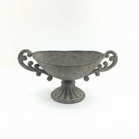 Antique-Style Decorative Vessel Vintage Metal Urn Distressed Pedestal Bowl Rustic for Wedding Centerpieces, Boutique Displays