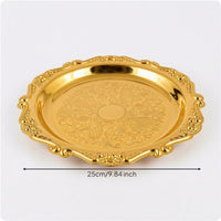 Ornate Tray with Scalloped Rim Embossed Trinket Dish Decorative Jewelry Tray Reflective for Vanity