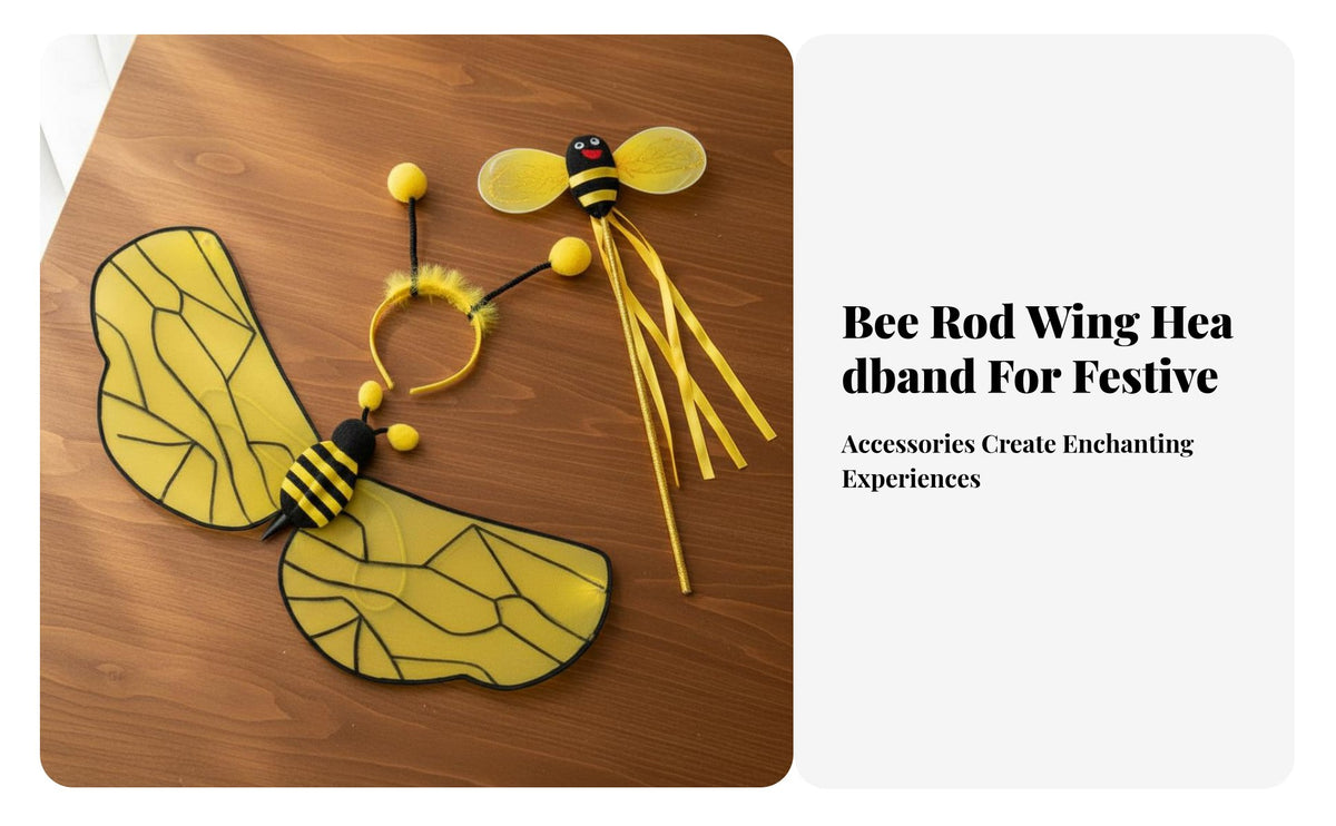 3 Pieces Pollinator Wing Pair Headband Rod Set Cute Design Pollinator Wing Pair and Antenna Headband Eye-Catching Bumblebee Dress-up Set for Children