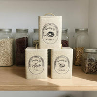 3 Pieces Coffee Can Vintage Style Tea Tin Square Kitchen Storage