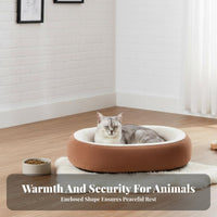 Oval Luxuriously Soft Bed Throughout the Year Use Feline Sleeping Area Thick & Warm Pet Furniture for Small Dog Owners, Indoors, On the Floor