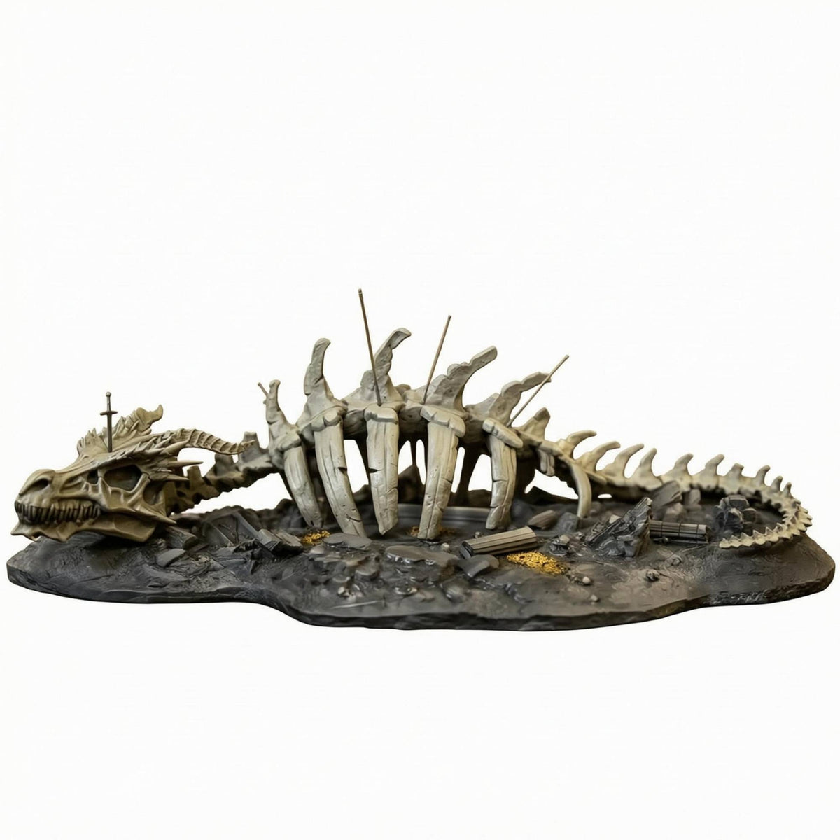 Skeletal Aquarium Dragon Skeleton Resin Dragon Skeleton Ornament Small-Scale Aquarium Skull Statue Irregular Base