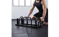 Barbell and Plate Storage Rack Stable Base Movable Fitness Disc Stand Rubber End Covers Weight Tree Stand for Home Gym