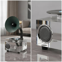 Gramophone with Acrylic Base Decorative Gramophone Ornament Tabletop Desktop Decoration for Living Room