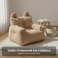 Soft Fuzzy Texture Soft-Textured Beanbag Chair with Ears Removable and Washable Cover Toddler Sofa Skin-Friendly Material children's Furniture Side Storage Pocket for Toddlers, Girls, Babies, Reading Corner, Playroom, Nursery, Living Room