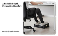 Non-Slip Base under-desk Foot footrest Portable Rocking Footrest with Massager Easy to Assemble Leg Rest Massage Surface for telecommuting Workers, Students, gaming enthusiasts, Study Room, Gaming Setup, on-the-& travel