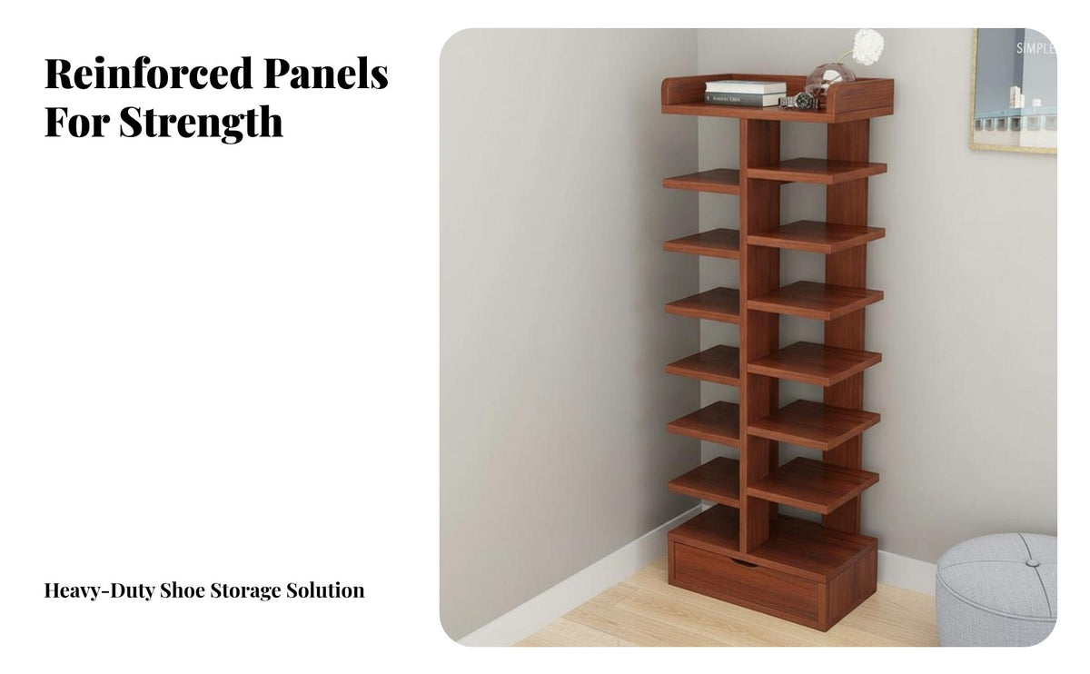 Space-Saving Multi-Tier Shoe Shelf Large Capacity Vertical Shoe Rack Easy to Assemble Home Furniture Sturdy for Apartment Dwellers, Families, Students, Entryway, Small Areas, Hallway, Bedroom