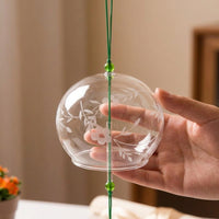 Japanese Furin Wind Chime from Crystal, Handblown & Engraved, 7x8cm, for Gentle Ringing in the Garden