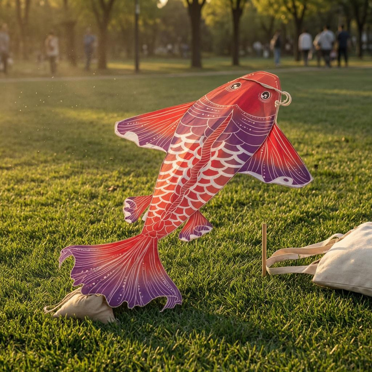 Printed Koi Kite Side Fins aquaticShaped Kite Large Outdoor Toy 3D Shape