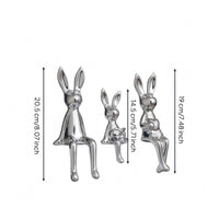Hare Family Figurines Electroplated Shiny Hare Decor Glossy Mini Bunny Ornaments