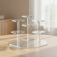 Tiered Hexagonal Display Riser Clear Stepped Display Stand Decorative Showcase Stand Elegant for Collectors, Hobbyists, Retail Counters, Shelves, Desks