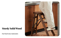 Foldable Design 3 Step Wooden Ladder Stool Space Saving Solid Wood Folding Step Ladder Portable Household Furniture Sturdy and Stable for Homeowners, Seniors, DIY Enthusiasts, Kitchen, Living Room, Office, Closet