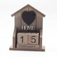Vintage Look House Shaped Perpetual Calendar Compact Design Wooden Block Calendar Reusable Home Decoration Easy to Read for Desktop
