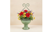 Metal Planter with Handle Vintage Pedestal Rustic Metal Planter Pot for Gardeners, Patio, Balcony, Porch