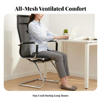 Stable Steel Frame Cantilever Mesh Chair Ergonomic Design Office Furniture Lumbar Support Heavy Duty for Distant Workers, Adults, Students, Conference Room, Workstation, Reception Area