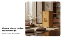 Integrated Water Boiler Mobile Tea Brewing Station Traditional Chinese aesthetic Side Cabinet Space-Saving Design Home Furnishing for Homeowners, Office Workers, Living Room, Reception Area