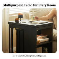 Multi-Functional Expandable Nesting Table Set Space-Saving Household Furniture On Wheels Storage Cart Includes 4 Stools for Apartment Dwellers, Families, Homeowners, Living Room, Small Areas, Dining Area, Bedroom