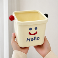 Small Office Trash Can with Pressure Ring, Compact Square Paper Bin 16cm, for Home, Dorm, Office