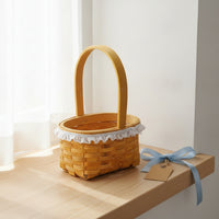 Oval Small Basket with Handle Woven Flower Basket Natural Cute for Florists, Crafters, Weddings, Home Decor, Picnics