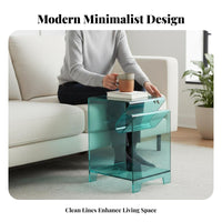 Nordic & design Sofa Accent Table Light Luxury Wavy Side Table Transparent Nightstand Artistic Design for Apartment Dwellers, Interior Designers, Living Room, Bedroom, Home Office, Entryway