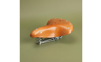 Metal Springs Vintage Leather Bike Saddle Orange Finish Sprung Cycle Saddle Raised Tapered Nose Retro Cycle Seat Shock Absorption