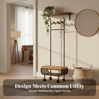 complete Design Coat Rack with Shoe Bench Multi-Functional unobstructedstanding Rack with Bench and Shoe Shelves Space-Saving Entryway Furniture Creamy aesthetic for Apartment Dwellers, Homeowners, Families, Hallway, Mudroom, Living Room, Bedroom