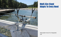 Double Fixed Metal Rod Holder, Adjustable Base, Portable Support for Bridge & Boat Fishing