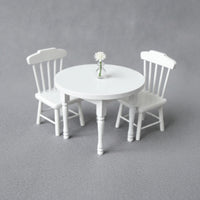 3 Pieces Dollhouse Dining Set Turned-Leg Dollhouse Dining Table Set Realistic