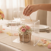 Acrylic Flower Display Box with Lid for DIY Crafts, Wedding Favors, and Jewelry