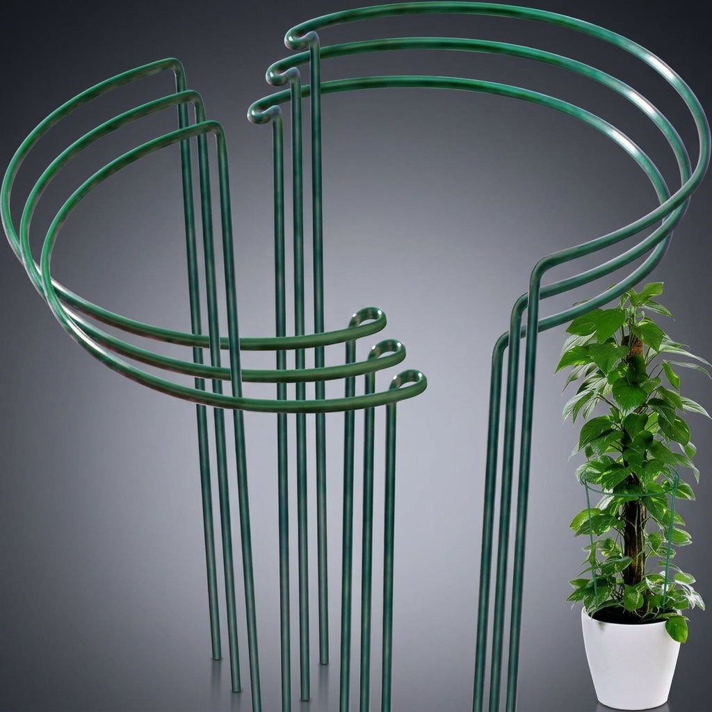 Indoor Plants Garden Decor with Garden Trellis for Outdoor Plants, Coated Metal Garden Stakes for Plant Support, 60cm Green Monstera Obelisk
