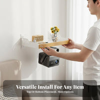 Easy Installation Display Device Wall Mount Shelf Multi-Functional Beech Wood Display Device Stand Space Saving No-Drill Wall Storage Rack Sturdy and Long-Lasting for Renters, Bedroom, Living Room, Home Theater